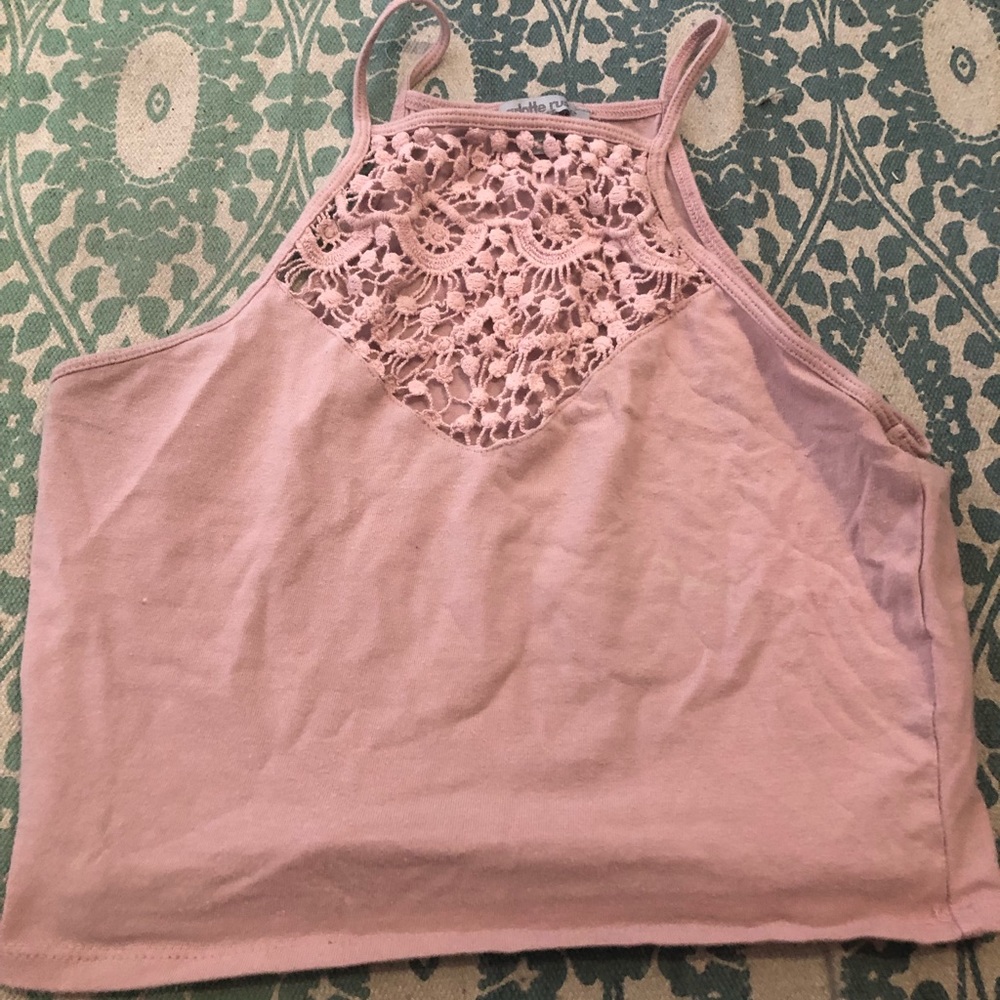 Pink and white Crop Top set